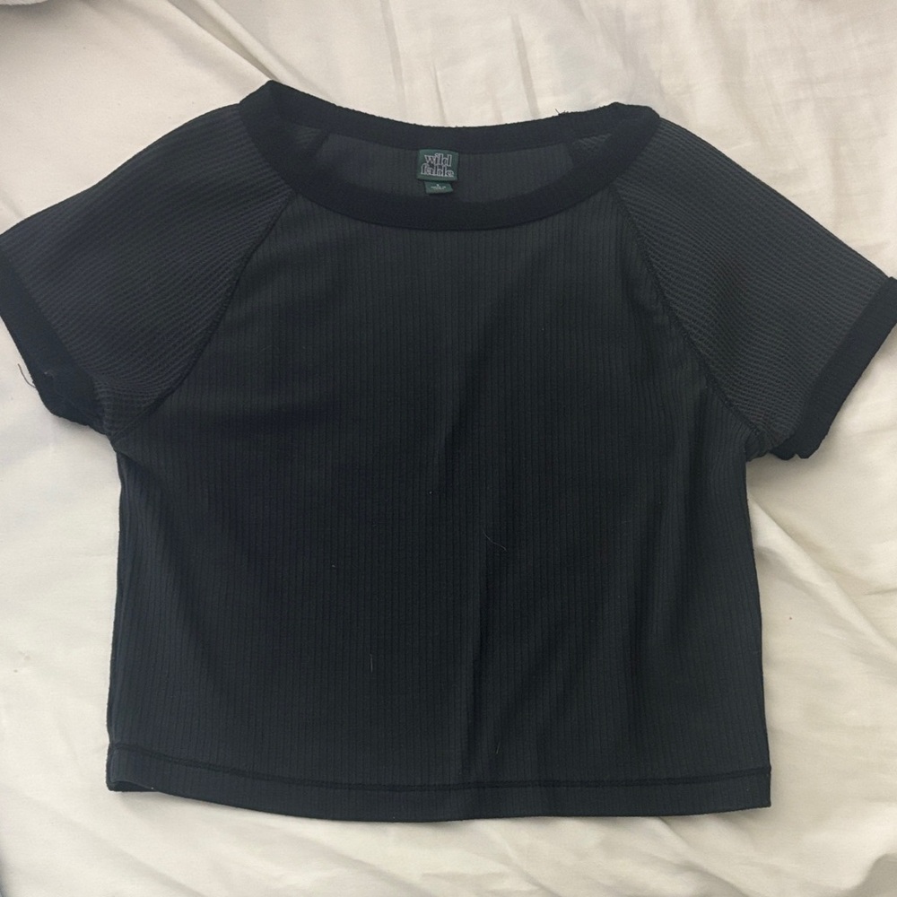 Wild Fable Black Short Sleeve Ribbed Tee